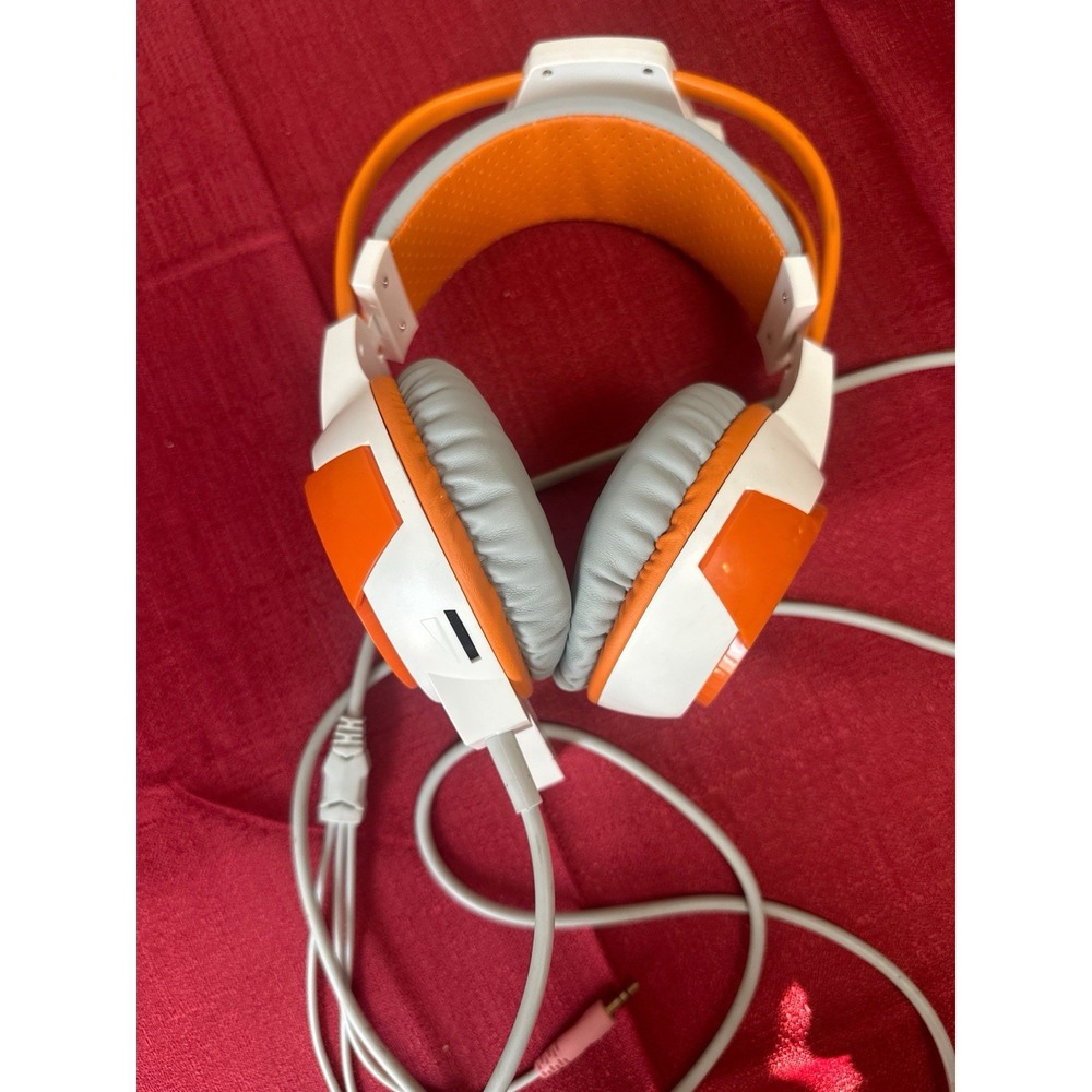 AULA Stereo Gaming Headset Orange White Wired Headphones with Mic 3.5mm USB - Picture 5 of 5